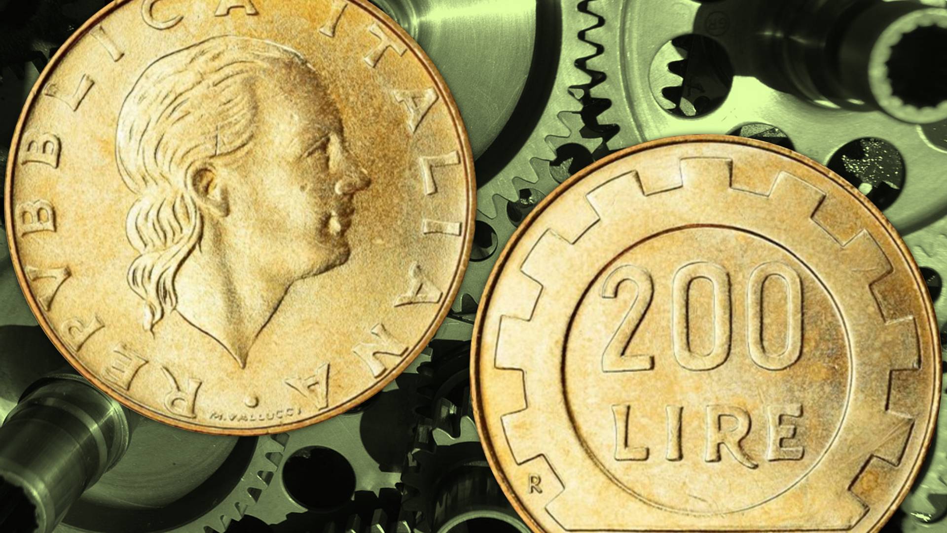 Monete da 5 lire in esposizione, evidenziando il loro valore attuale da collezione.